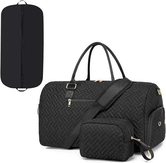 Duffle Bag for Travel, Weekender Bag with Shoe Compartment, Carry On Overnight Bag for Women with Toiletry Bag, Gym Bag with Wet Pocket, Hospital Bags for Labor and Delivery Beige