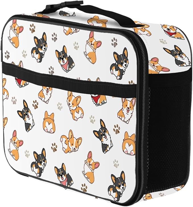 Corgi Lunch Bag Reusable Insulated Dog Lunch Box Keep Food Cooler Thermal Lunch Tote for Women Men