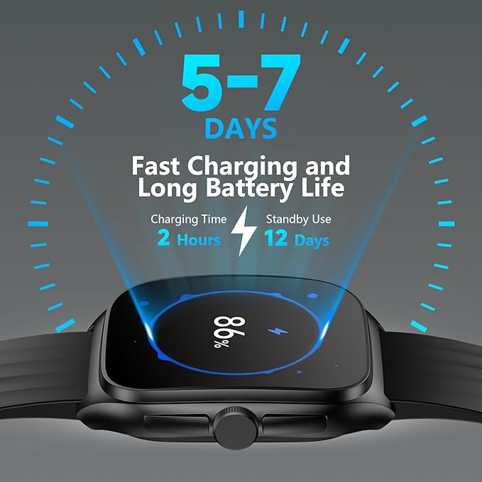 SOUYIE Smart Watch with SOS, 1.85" AMOLED Display Fitness Tracker, Heart Rate Blood Oxygen Sleep Monitor for Men Women, IP68 Waterproof Sport Watch, Answer/Make Calls, Compatible with Android iPhone