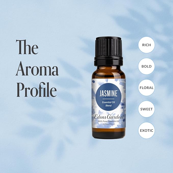 Edens Garden Jasmine Essential Oil Blend – 100% Pure Premium Grade, Natural & Synthetic-Free, Undiluted for Hair Care, Home Diffusers, Skin, Aromatherapy, Massage & Humidifiers 10 ml (.33 fl oz)