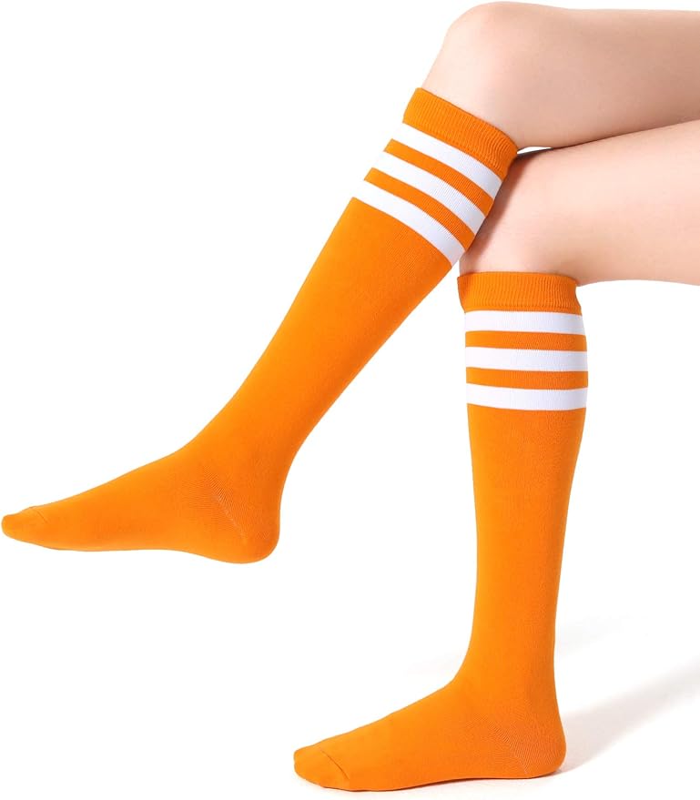 FITRELL Women's Knee High Socks Outdoor Sport Athletic Socks Casual Stripe Tube Socks 1-4 Pack