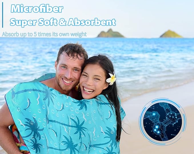 2 Pack Microfiber Lightweight Beach Towel 71"x32" Oversized Extra Large Thin Sand Free Towels Travel Swim Pool Yoga Gym Camping for Adults Women Men Beach Essentials Accessories Vacation Gift