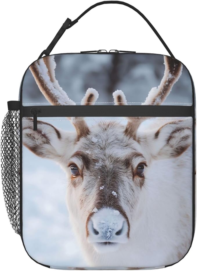 Insulated Lunch Box for Women Men, Reindeer Lunch Box Reusable Portable Lunch Bag Cooler Tote Waterproof Lunch Container for Office Picnic Work Travel Hiking