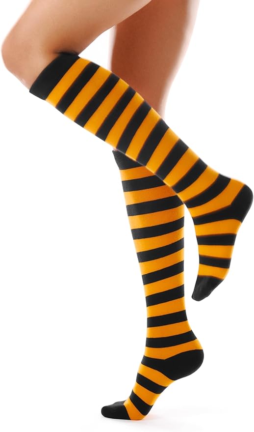 FITRELL Women's Knee High Socks Outdoor Sport Athletic Socks Casual Stripe Tube Socks 1-4 Pack