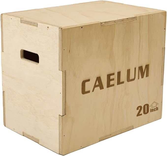 CAELUM 3-in-1 Wood Plyo Box - Non-Slip Plyometric Jump Box for Home & Gym, 400lbs Bearing Fitness Launch Box for Jumping Squats Step-ups Strength Training
