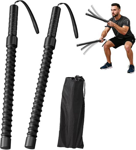 Ropeless Battle Ropes for Exercise Workout, Cordless Jump Rope, Portable Workout for Home Gym, Exercise Battle Ropes for HIIT Workouts, Low-Impact Cardio Training (2 Ropes with Bag)