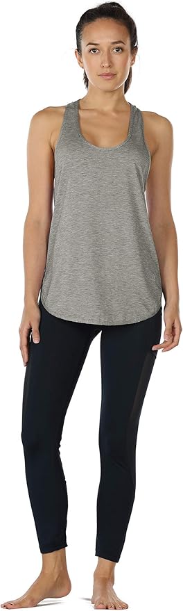 icyzone Women's Racerback Workout Athletic Running Tank Tops Loose Fit (Pack of 2)