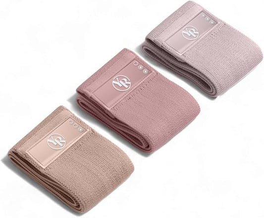 Fabric Booty Band Set for Pilates and Other Workouts- 3 Levels of Resistance 100% Latex Free