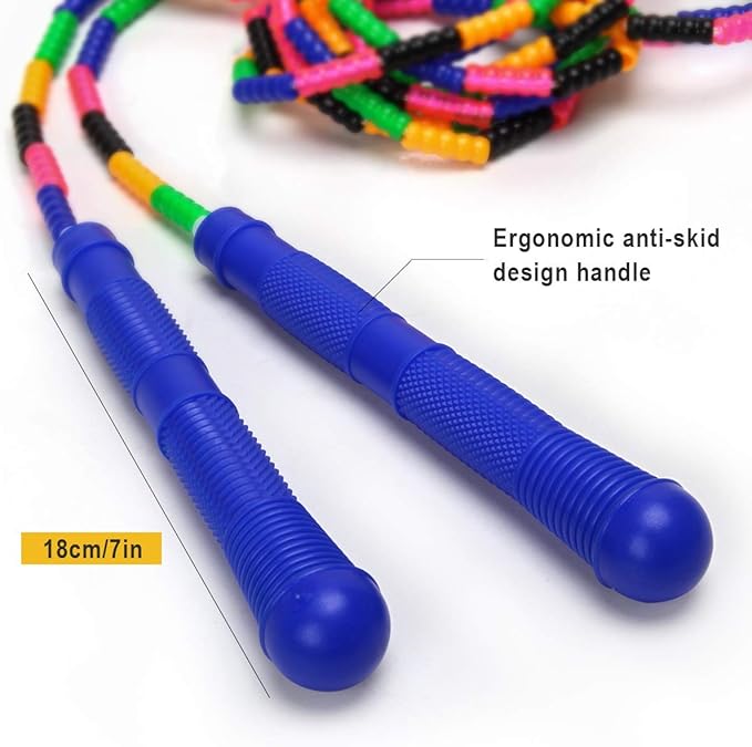 Coolrunner 16 FT Long Jump Rope(2 PACK), Double Dutch Jump Ropes, Soft Beaded Skipping for Kids Adults, Plastic Segmented Long Enough for 4-5 Jumpers