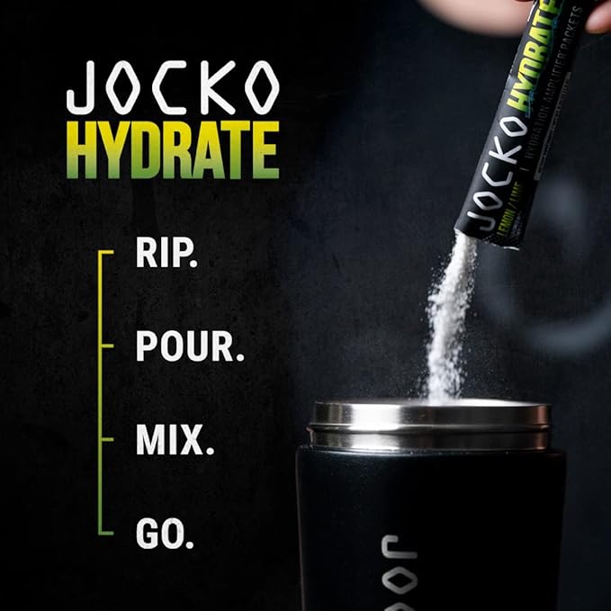 Jocko Fuel Packets Low Sugar - Hydration Amplifier Packets for Recovery, Dehydration, & Exercise - with Vitamins B6, B12 & C (16 Packets) Lemon Lime