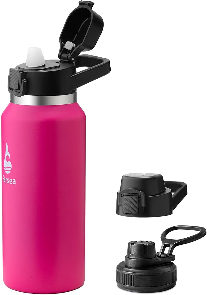 Farsea Insulated Water Bottle, Leak Proof Locking Lid with Soft Silicone Spout, Stainless Steel,Leak Proof, Double Walled Vacuum Insulated, BPA-Free, 24 Hr Cold, Wide Mouth, Sports & Travel Bottle