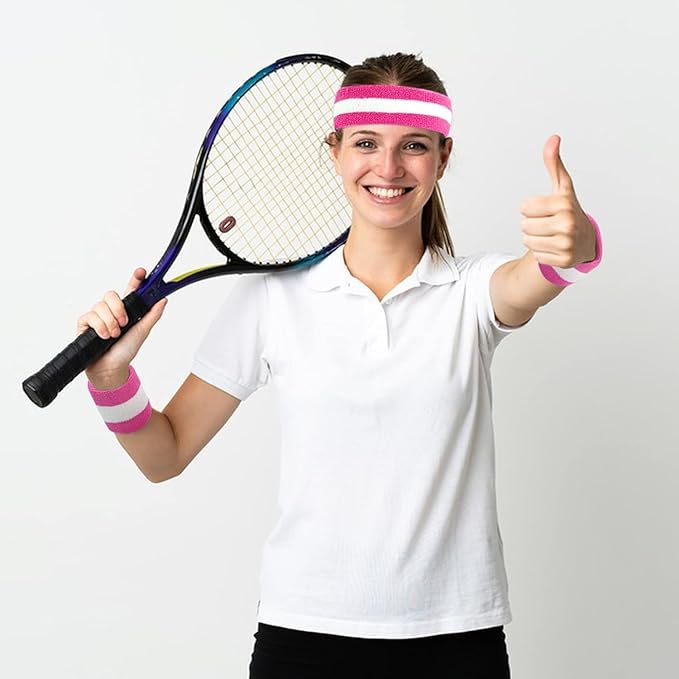 ONUPGO Sweatband Headbands for Men & Women -12PCS Sports Headbands Moisture Wicking Athletic Cotton Terry Cloth Headband for Tennis,Basketball,Football,Gym,Working Out