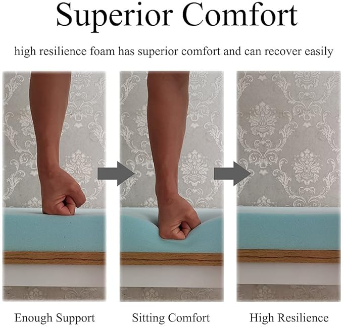 Bench Seat Memory Foam Chair Pads Non-Slip Rubber Back Indoor Swing/Settee Cushion 40 x 18 inch