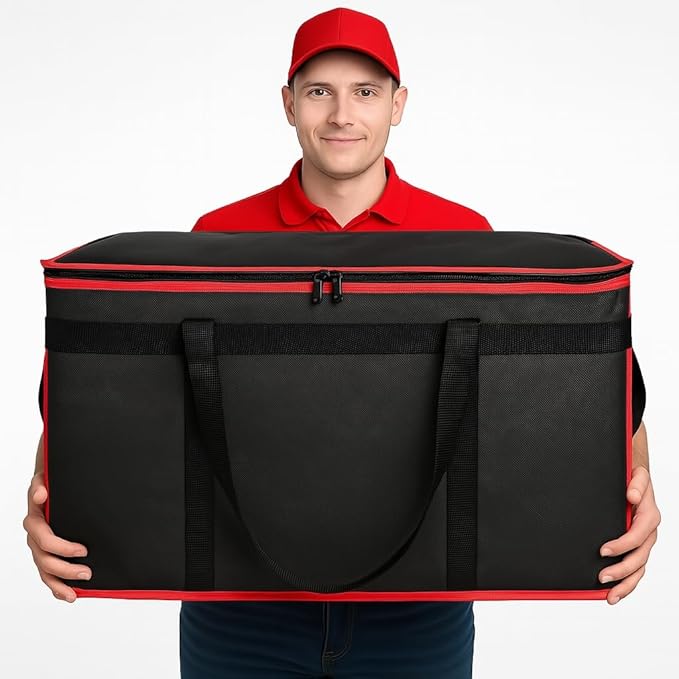 Bodaon 2-Pack Insulated Food Delivery Bag, XXXL Grocery Shopping/Catering/Pizza Cooler Bags, Thermal Cold/Hot Styrofoam Carrier for Shopping/Travel/Doordash/Catering/Car, Dashers Door Dash Accessories