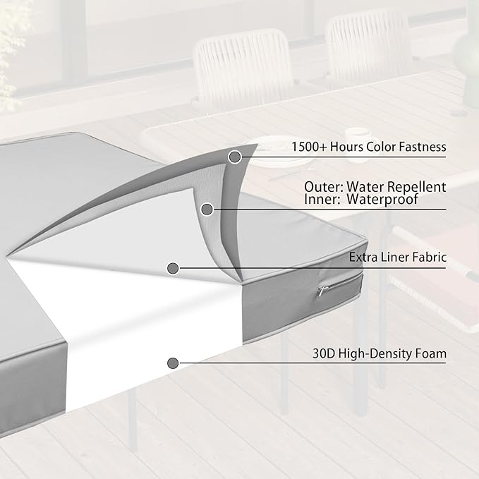 Outdoor Bench Cushion 45 x 18 x 3 Inch, Waterproof Patio Furniture Cushions with Ties, Non-Slip Rectangle Bench Seat Cushion Foam Pad for Garden Sofa Settee Couch Swing, Light Gray