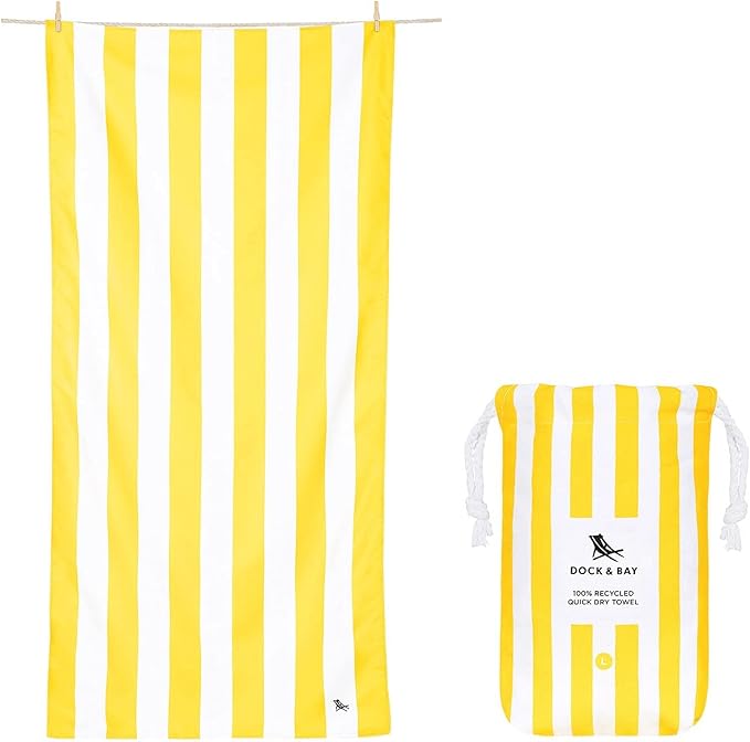 Dock & Bay Beach Towel - Quick Dry, Sand Free - Compact, Lightweight - 100% Recycled - Includes Bag - Cabana - Set A (4), Large (160x90cm, 63x35)