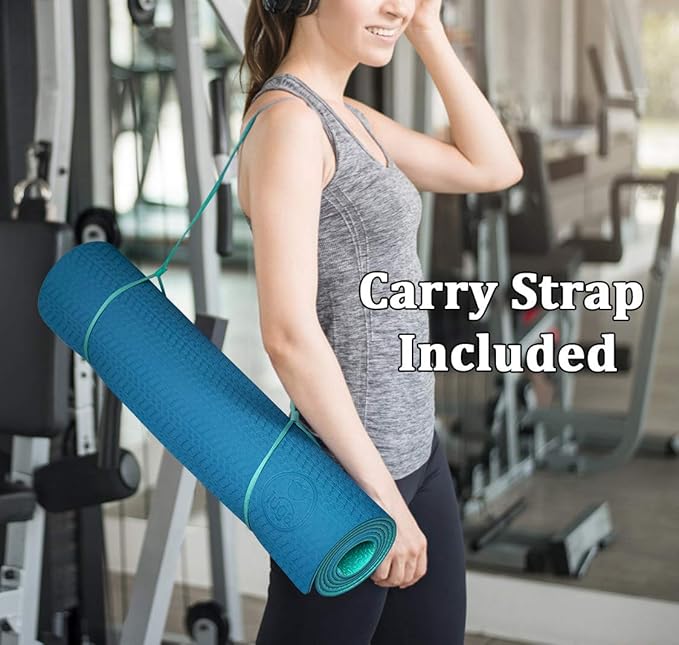 IUGA Yoga Mat Non Slip Anti-tear Pilates Mat Eco Friendly Hot Yoga Mats Thick for Workout & Exercise(72"x 24"x 6mm)