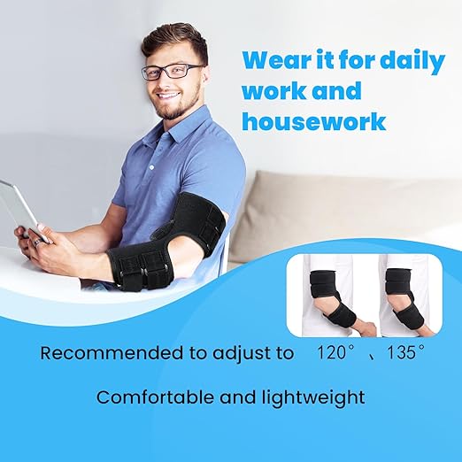 Cubital Tunnel Syndrome Elbow Brace, Ulnar Nerve Entrapment Splint, Elbow Immobilizer for Night Sleeping and Day Working, 4 Angles Adjustable, Fit Women & Men, Right & Left Arm - S