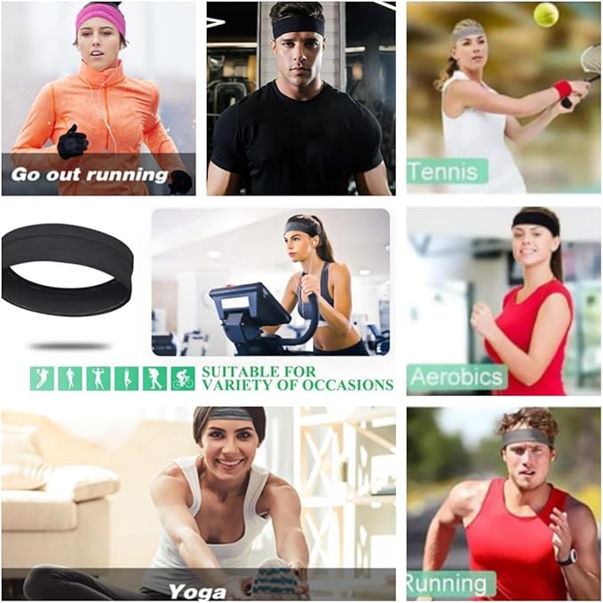 Workout Headbands Non Slip Headband Sport Headbands Sweatbands Elastic Sport Hair Bands for Sports Travel Indoor Fitness Gym