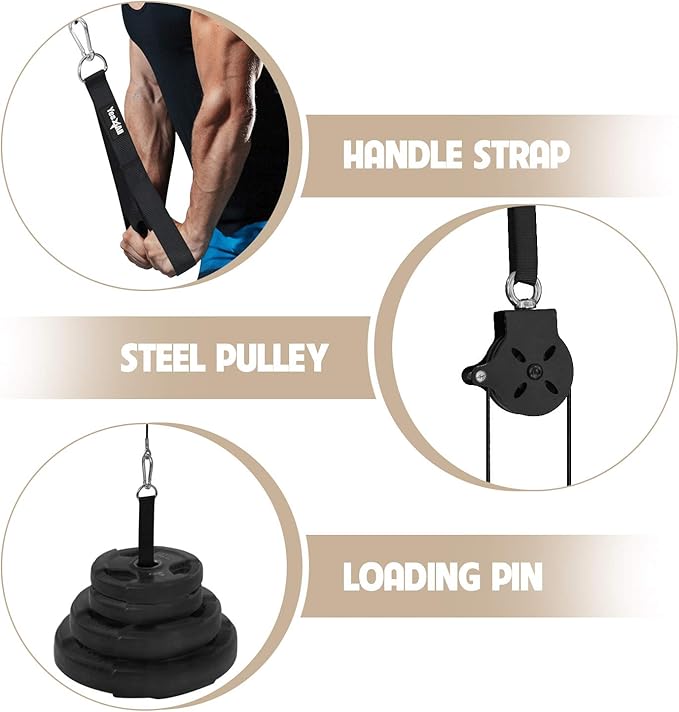 Yes4All Cable Machine Attachment, Row Handles, Tricep Rope, Straight Bar, V Bar, LAT Pulldown Accessories Load 880 LB for Home Gym