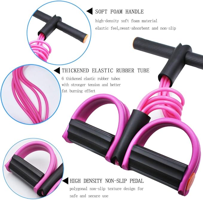 Multifunction Tension Rope, 6-Tube Elastic Yoga Pedal Puller Resistance Band, Natural Latex Tension Rope Fitness Equipment, for Abdomen/Waist/Arm/Leg Stretching Slimming Training