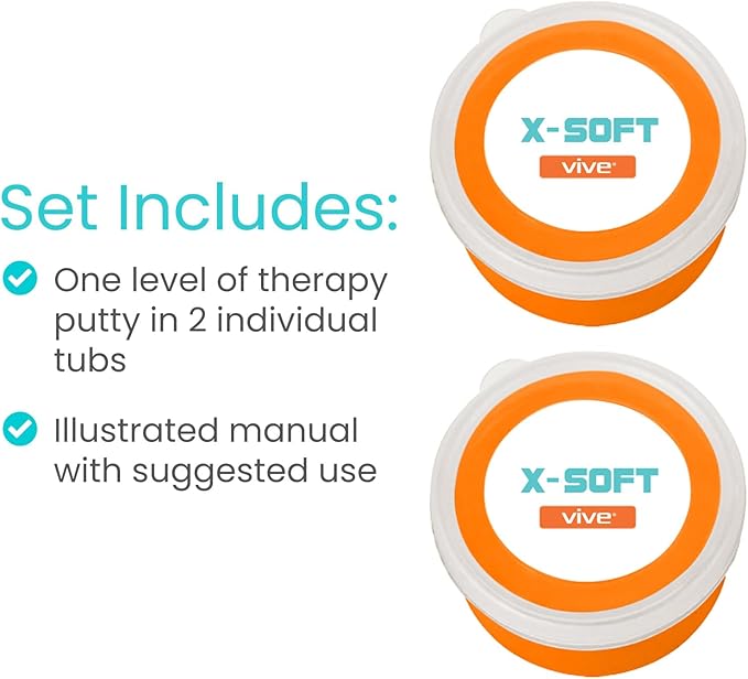 Vive Therapy Putty For Adults, For Hand Therapy (2 Pack) - Occupational Sensory Stress Relief Tools - for Physical Exercise, Finger Pain, Grip Strength, Rehab, Arthritis, Forearms, Fidgeting, Motor Skills