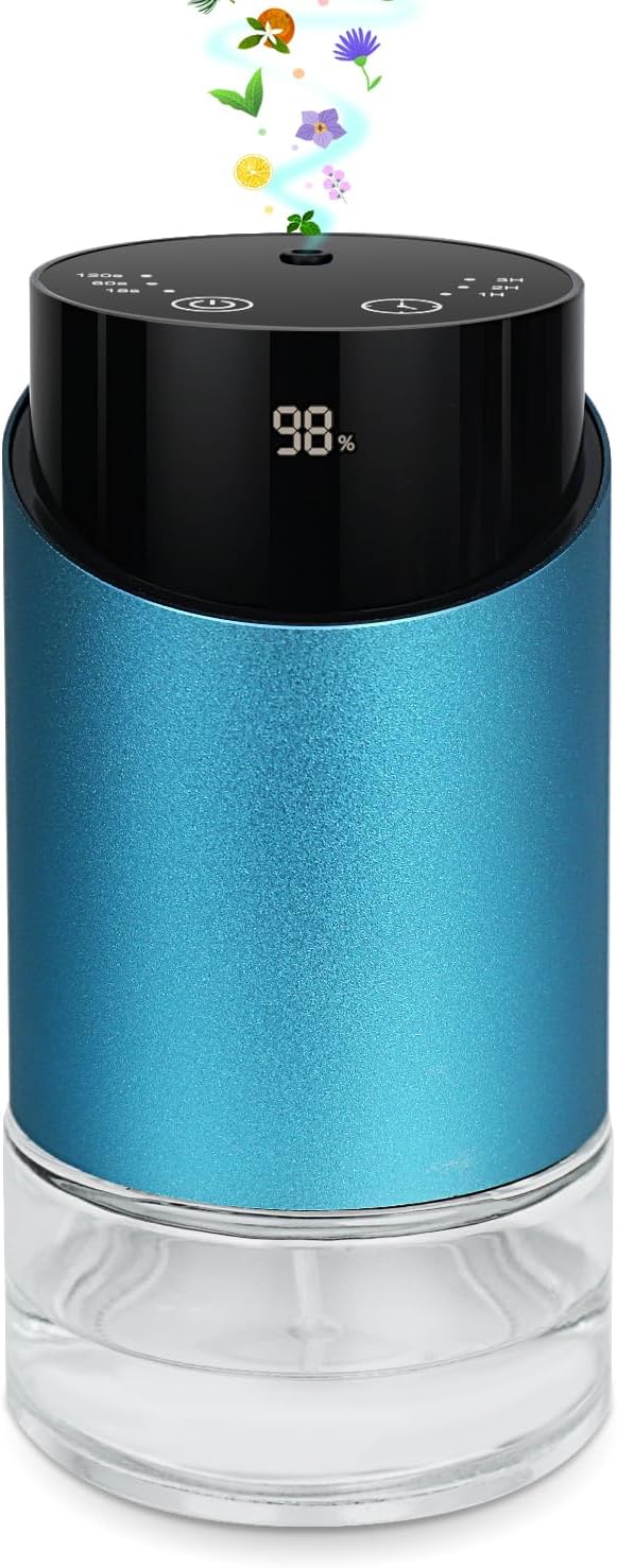 Waterless Essential Oil Diffuser Aromatherapy Scent Diffusers for Home Large Room, Bedroom, Car, Office, Desk, Battery Operated Mini Portable Air Freshener, 3 Countdown Timers & 3 Mist Levels