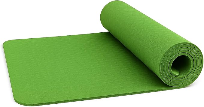 Yoga Mat Extra Thick 6mm Non-Slip Exercise Mat for Women and Men, Eco-Friendly TPE, Lightweight & Durable for Home, Gym, Pilates & Fitness 72" × 24" × 1/4" (~6 mm)