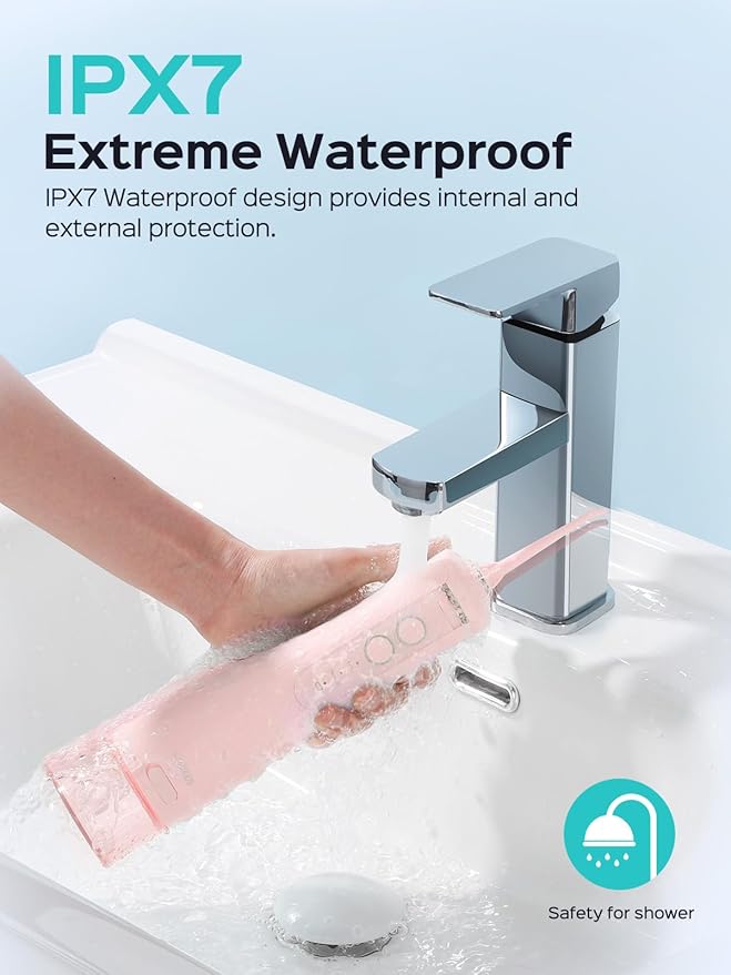 COSLUS Portable Water Flosser for Teeth: 10 Pressure Settings Professional Water Dental Pick for Orthodontic, Braces & Sensitive Gums - Cordless for Travel Use, for Adults Teens, BPA-Free, E40