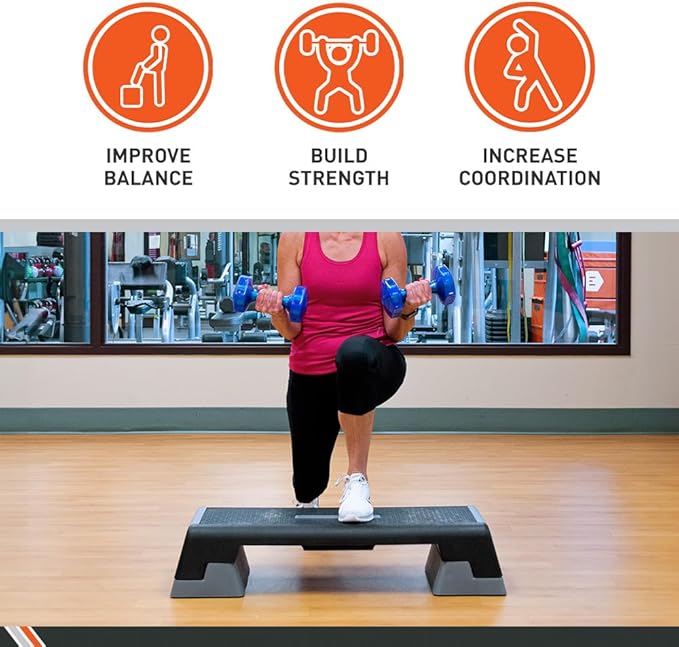 Body Sport® Aerobic Step – Step Aerobics Platform – Workout Equipment – Exercise Step Platform – Gray/Black