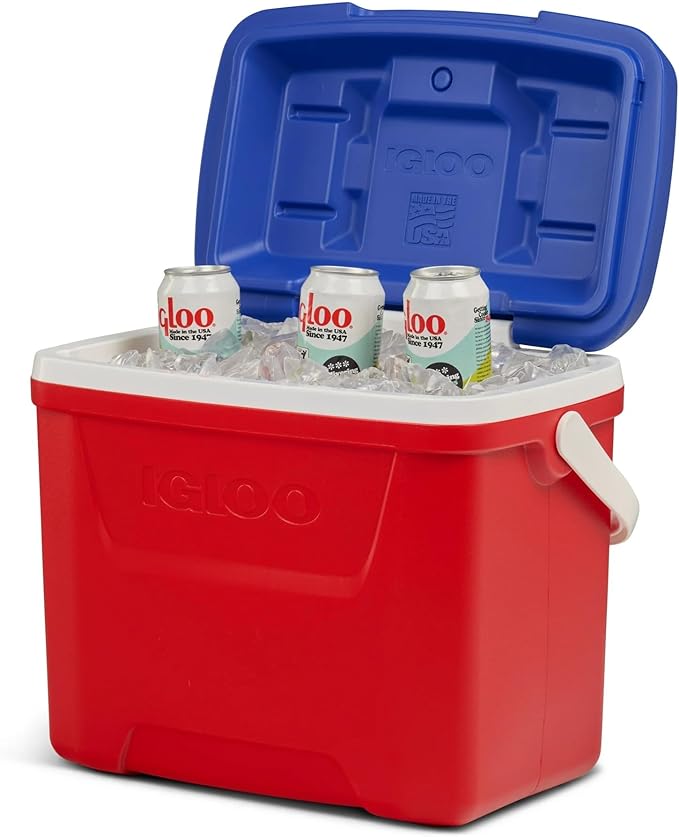 Igloos Cooler Hard-Sided Ice Chest, Insulated Portable Cooler, Heavy-Duty, Leak-Resistant Lid, Lightweight Ergonomic Handle