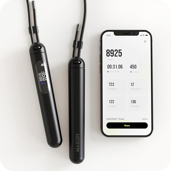 Smart Jump Rope for Men Women, Adjustable Jump Rope for Indoor Outdoor Workout, Jump Counting, Tracking - Data Analysis LED Display Screen Rechargeable Skipping Rope Fitness Gift for Adults Kids