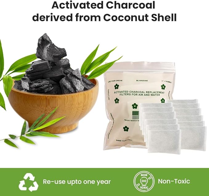 Green Piece® 12 Pack - Overstuffed - All-Natural Baby Diaper Pail Deodorizer | Activated Charcoal Air Purifier Compatible with Diaper Pails, Shoe Closets, Trash Cans, Pets - Made in The USA