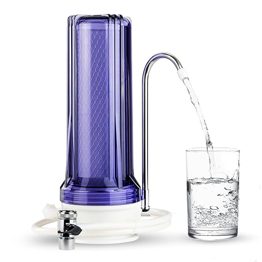 iSpring CKC1C Countertop Drinking Water Filtration System with Carbon Filter, 2.5" x 10", Clear