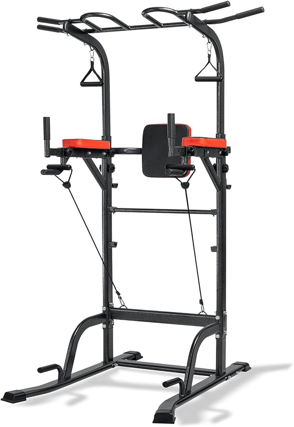 Power Tower Pull Up Bar Station Multi-Function Adjustable Strength Training Equipment Home Gym Strength Training Workout Equipment 440LBS