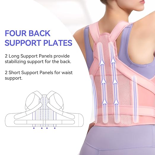 Fit Geno Back Brace Posture Corrector for Women and Men, Shoulder Straightener, Adjustable Full Back Support, Upper and Lower Back Pain Relief - Scoliosis, Hunchback, Hump, Thoracic, Spine Corrector (Multicolor, Medium)