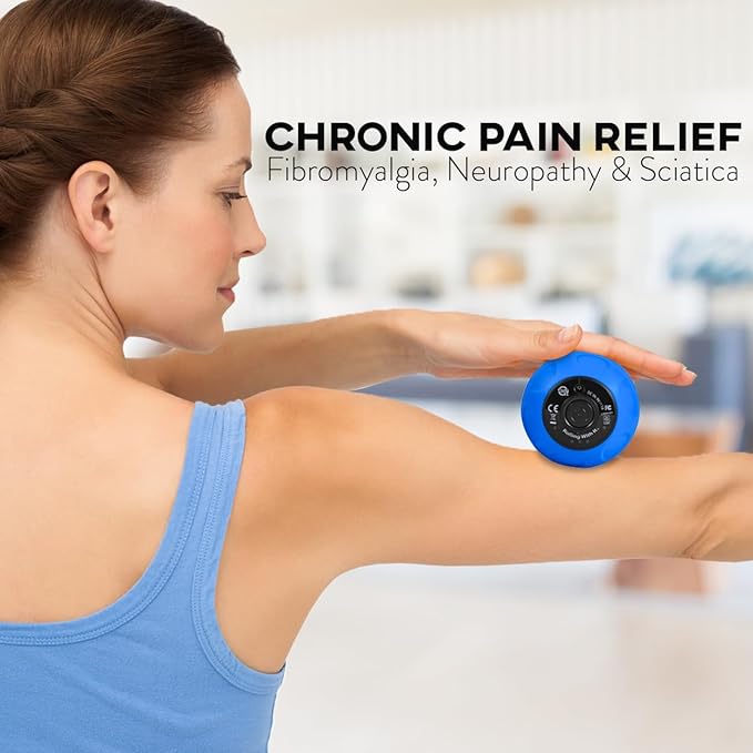 Vibrating Peanut Massage Ball - Deep Tissue Trigger Point Therapy, Myofascial Release - Handheld, Cordless - 4 Intensity Levels - Dual Lacrosse Ball Vibration Massager (Blue)