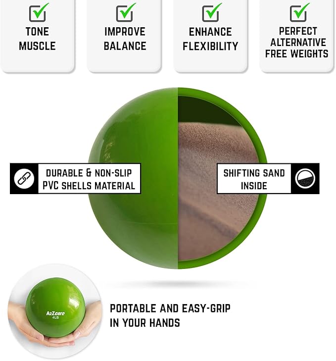 A2ZCARE Toning Ball - Weighted Toning Exercise Ball - Soft Weighted Medicine Ball for Pilates, Yoga, Physical Therapy and Fitness