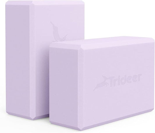 Trideer Yoga Blocks 2 Pack, Soft Non-Slip Foam Blocks with Beveled Edges for Alignment and Stretching in Yoga, Pilates, and Dance - Supportive, Lightweight, Odor Resistant, Latex-Free