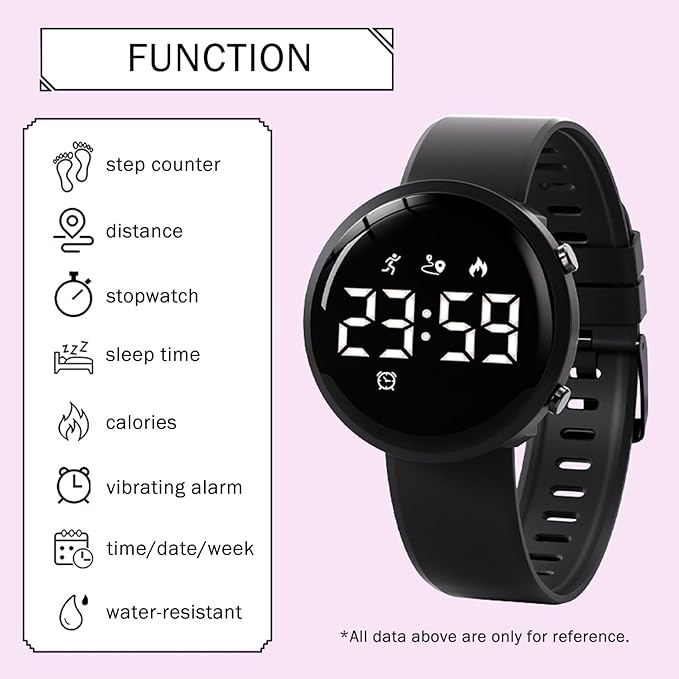 Fitness Tracker Watch with Step Counter Calorie Waterproof Pedometer Vibrating Alarm Digital Watches for Men Women Running Walking Workouts(NO APP)