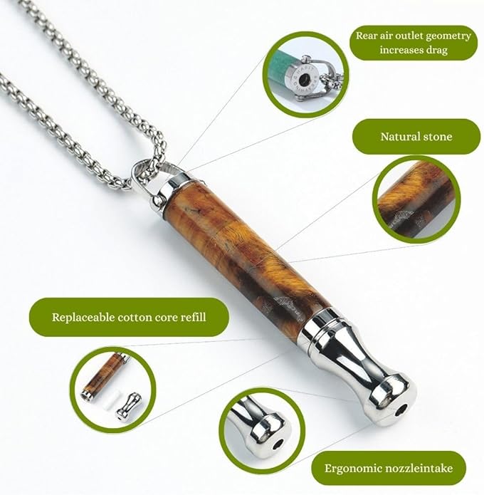 Breathing Necklace for Stress Relief, Breathe Free Necklace to Quit Smoking, Breathing Tool for Meditation, Mindful