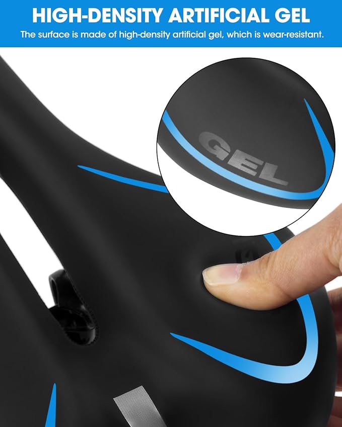 Comfortable Bike Seat for Men & Women, Waterproof Bicycle Seat, Breathable Mountain Bike Saddle, Gel Bicycle Saddle for MTB, BMX, Road Bike, City Bikes, Exercise Bikes