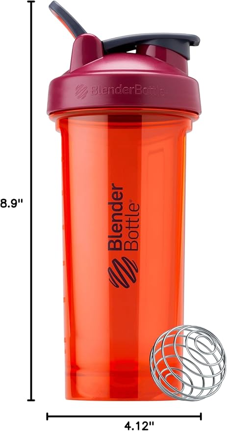 BlenderBottle Shaker Bottle Pro Series Perfect for Protein Shakes and Pre Workout, 28-Ounce, Full-Color Coral