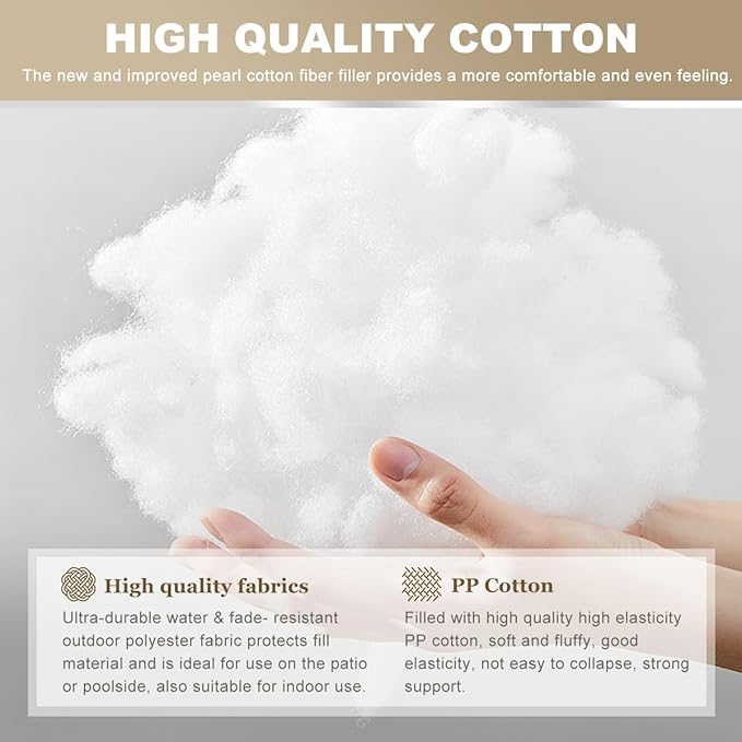 Outdoor Bench Cushion 47inches Waterproof & Fade Resistant Patio Furniture Cushions Tufted Fresh Porch Swing Lounger Loveseat Pads with Straps(Light coffee-47x20in)