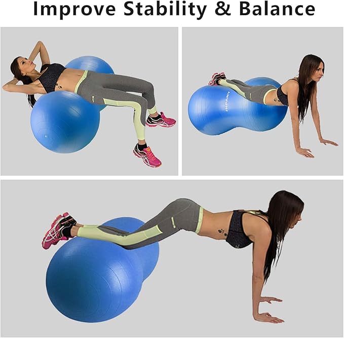 INPANY Peanut Ball - Anti Burst Exercise Ball for Labor Birthing, Physical Therapy for Kids, Core Strength, Flexible Seating, Home & Gym Fintness, Sensory Chair Wiggle Seat for Boys and Girls