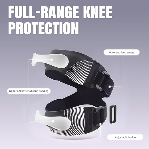 Knee Brace for Running & Basketball – Adjustable Compression Support with Patella Strap – Breathable Knee Sleeve for Men & Women (Black)