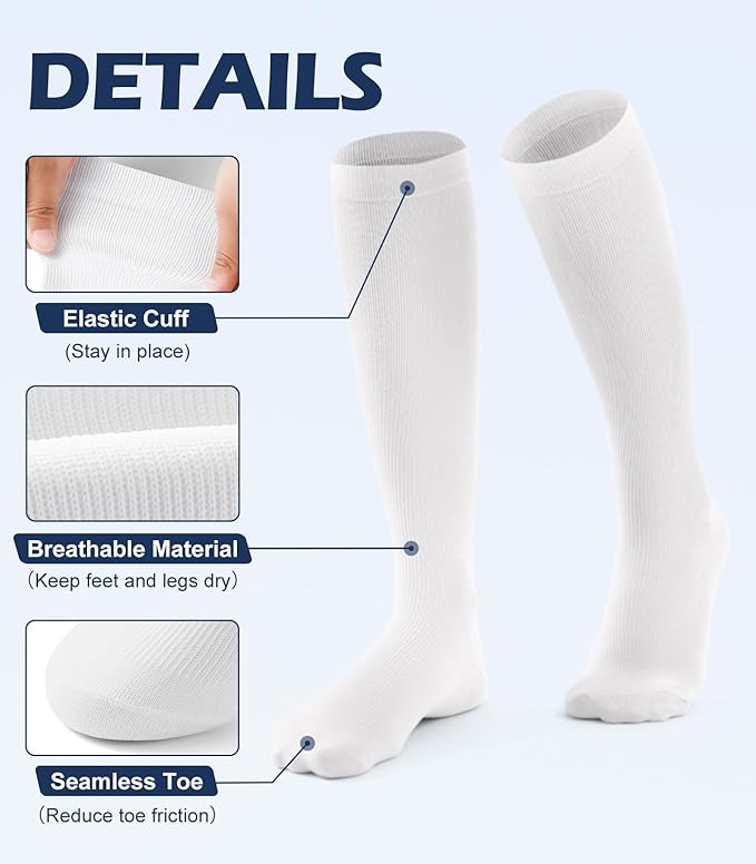 Breslatte Compression Socks for Women Men 10-14 mmHg Circulation Knee High Athletic Support Socks Running Travel Daily