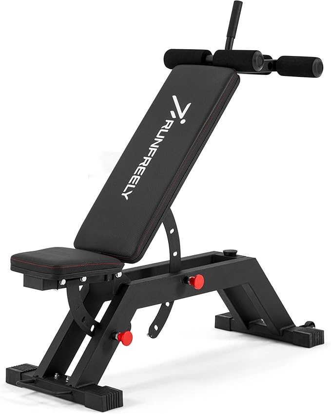 Adjustable Weight Bench for Home Gym, Decline Flat Incline Bench with Leg Extension & Preacher Curl Attachment for Bench Press, Sit Up, Leg Curl & Ab Workout