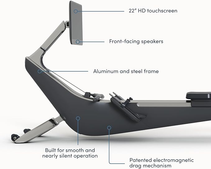 Hydrow Origin Rowing Machine with Immersive 22" HD Rotating Screen - Stows Upright | Live and On-Demand at-Home Workouts, Membership Required