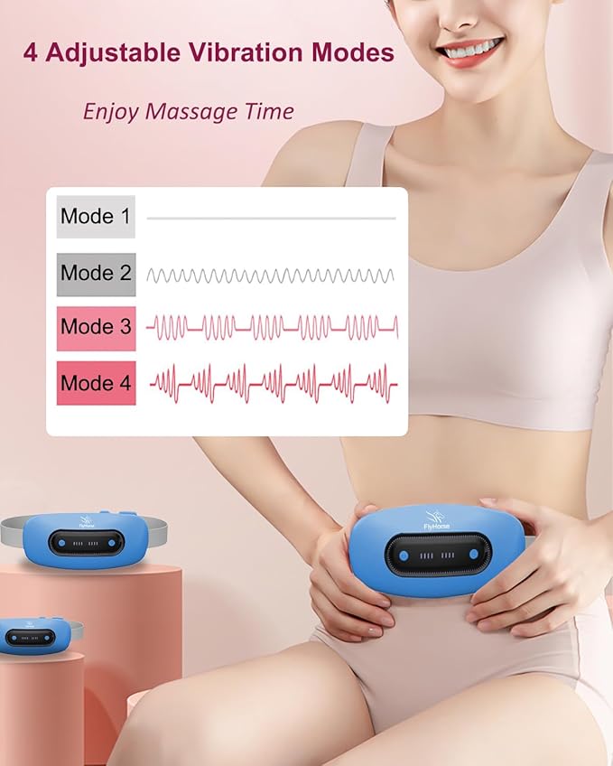 Electric Heating Pad, Portable Cordless Menstrual Heating Pad with 4 Heat Levels and 4 Massage Modes, Fast Large Heating Belly Wrap Belt (SkyBlue)